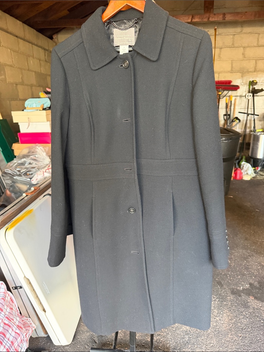 J. Crew Black Double Cloth Tailored Wool Blend Pea Coat